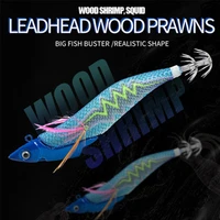 simulation soft foot lead sinker luminous wood shrimp lures fishing tackle octopus bait squid hook