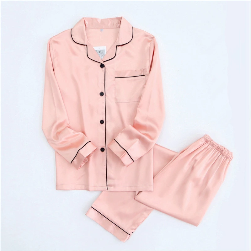 Пижама для пар шелковая пижама женщин и мужчин на весну лето с длинным рукавом