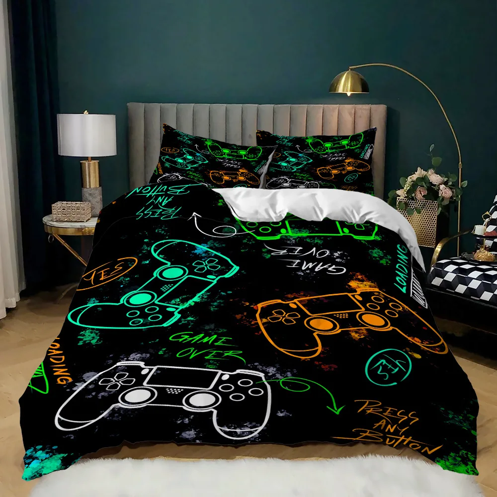 Gamer Bedding Sets for Boys Gaming Duvet Cover Set Twin Size Boys Video Games Comforter Cover Playstation Designs Bed Set Decor images - 6