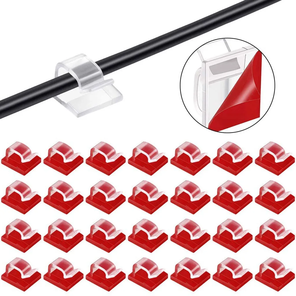 50 шт. зажимы для кабелей самоклеющиеся шнуры управление черный держатель