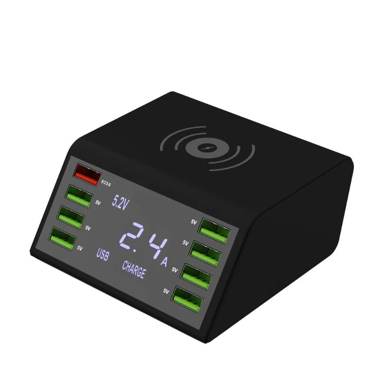 AU plug 60 Вт USB Quick Зарядное устройство 8-Порты и разъёмы светодиодный Дисплей Быстрая зарядка 3,0 быстрая Зарядное устройство рабочего стола 10 Вт Беспроводная зарядная станция зарядка через usb паяльная станция - Тип штекера: AU plug