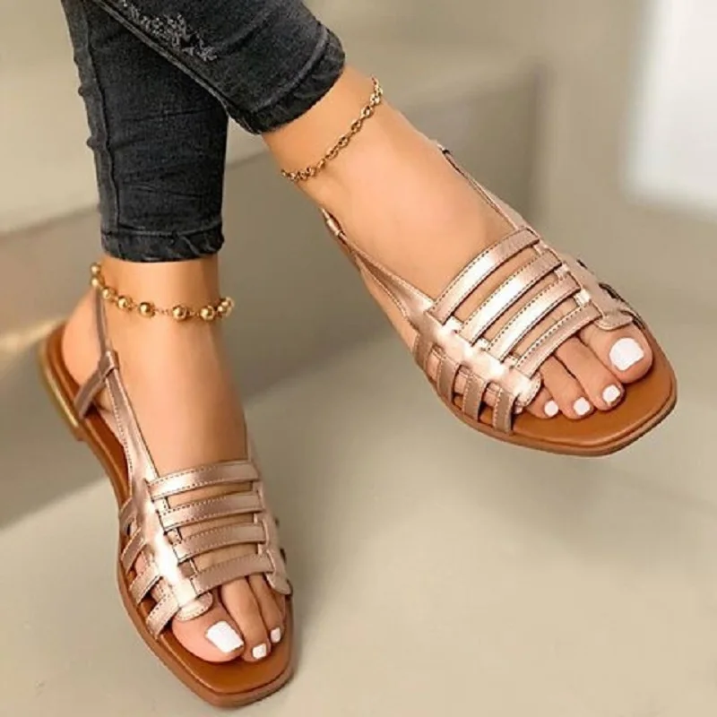 

Women's Flat Sandals Summer Hollow Out Roman Sandals Gladiator Open Toe Casual Beach Ladies Shoes Outdoor Sandalias