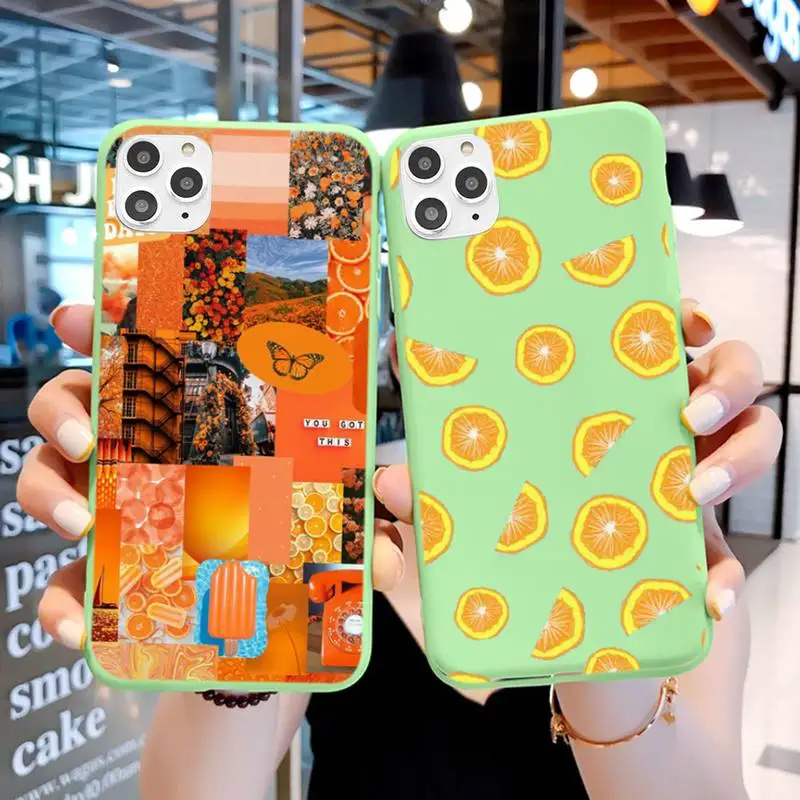 

Fruit Wallpaper Phone Case For IPhone 6 6s 7 8 Plus X Xs Xr Xsmax 11 12 Pro Promax 12mini Candy Green Silicone Cover