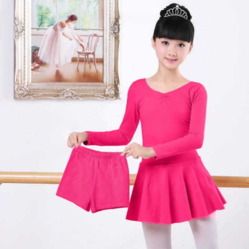 Детский хлопковый гимнастический купальник балет платье детский Лонгслив под