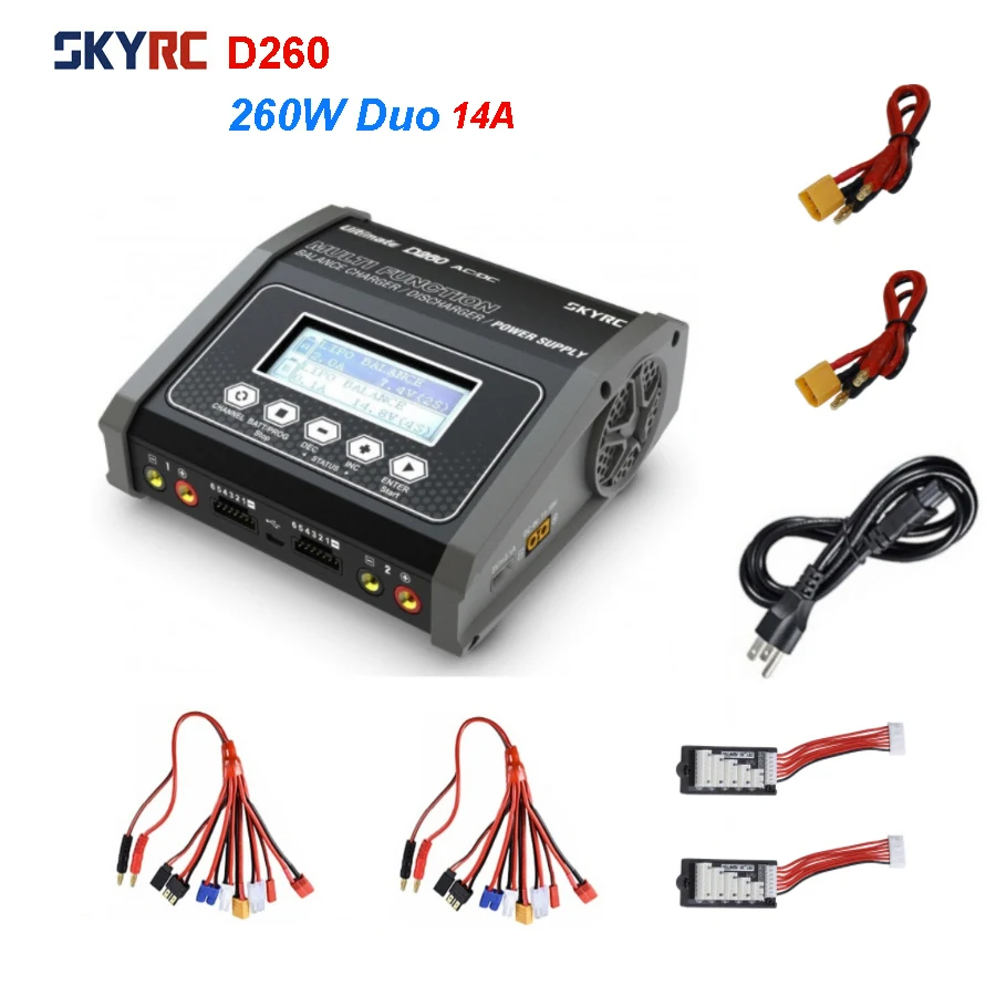 Двухканальное зарядное устройство SKYRC D260 260 Вт 14A AC/DC разрядник аккумулятора для