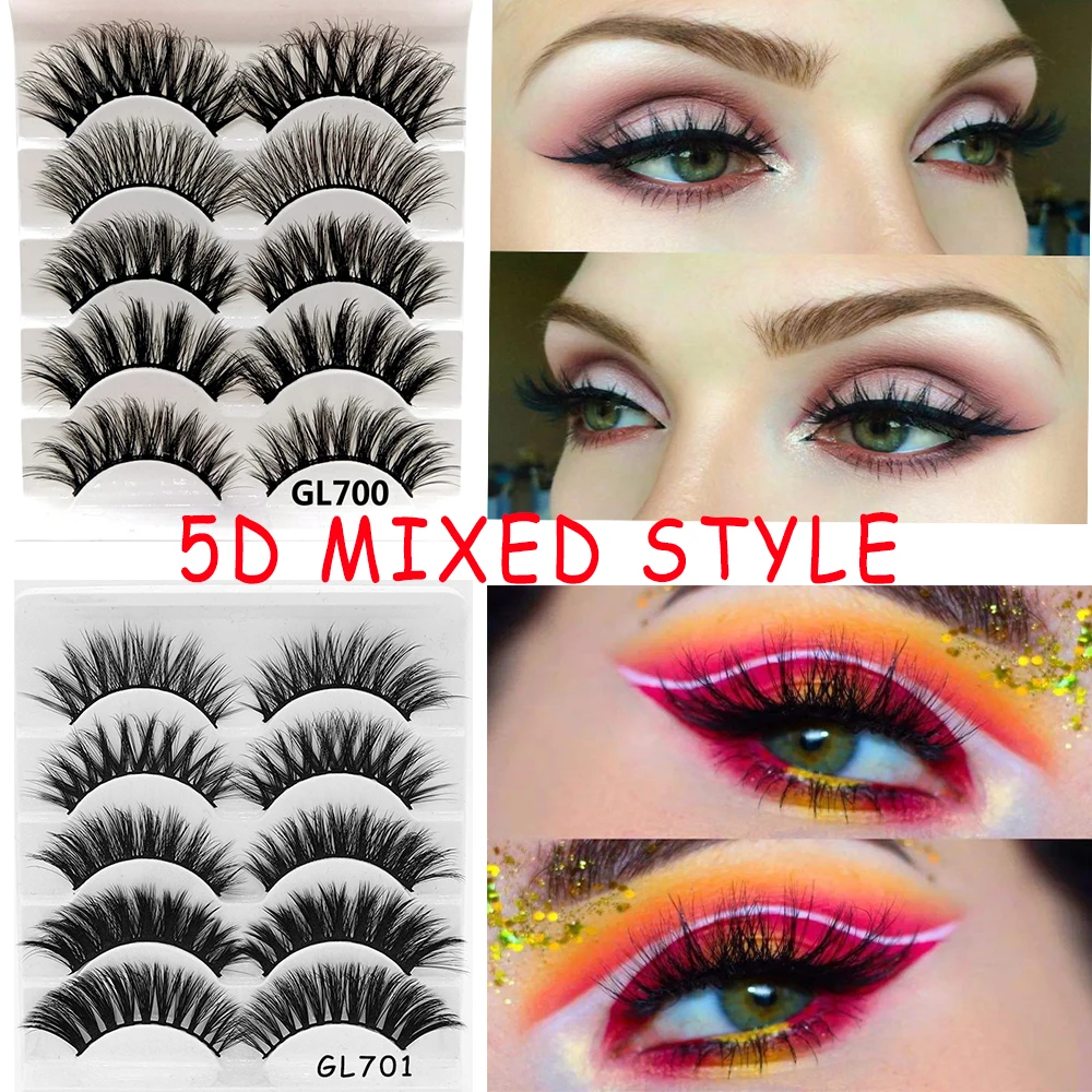 5 пар/компл. толстые длинные черные ресницы для женщин Поддельные 3D/5D натуральное