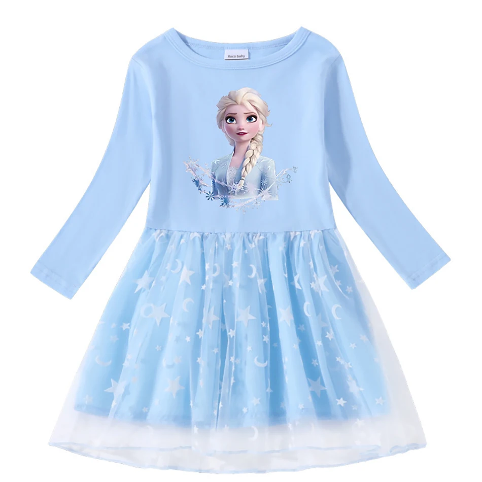 

Girls Frozen Anna Elsa Kids Princess Sequins Dresses Toddler Cosplay Blue Dress Girl Teen Birthday Gown Party Vestidos