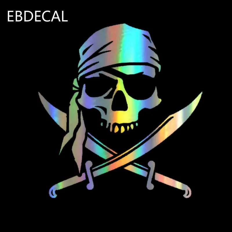 Забавная наклейка с пиратским черепом светоотражающая лазерная на мотоцикл