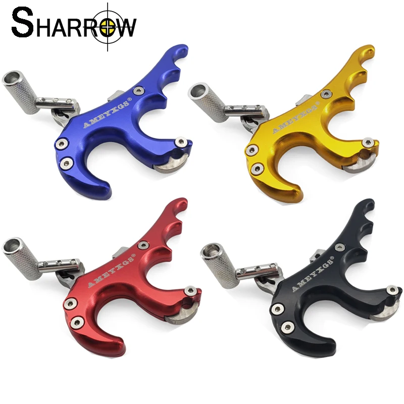 

1pc 4 Finger Aluminum Alloy Bow Release Aid 4Colors Grip Caliper Release for Compound Bow Archery Hunting Shooting Accessories