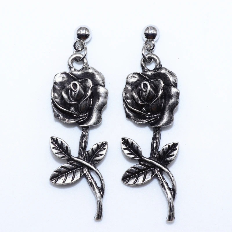 Серьги в стиле ретро с монохромной розой для мужчин и женщин классические