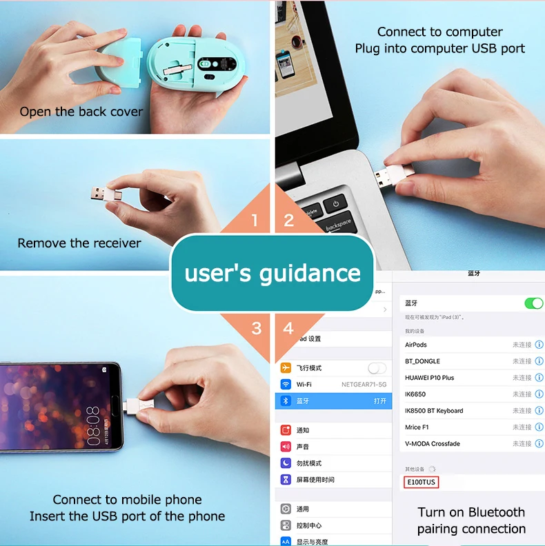 

2.4G USB-C Wireless Mouse Rechargeable Gaming Mouse 800 1200 1600DPI 3 Button Type-c Mute Mice for Macbook Laptop PC Game Mouse