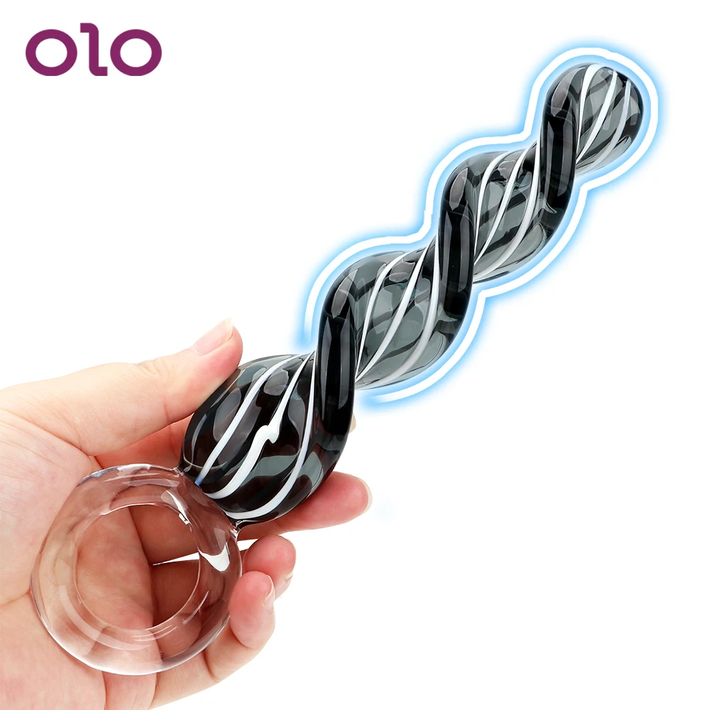 Массажер простаты OLO Хрустальный пенис стеклянный фаллоимитатор спиральная