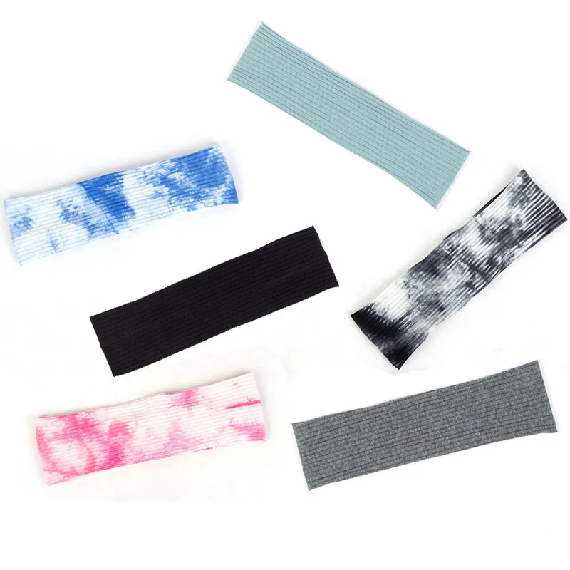 

Tie Dye Ribbed Headband Elastic Hair Ties Striped Head Bands Running Cycling Non-slip Headwear women Headdress Hair Accessories