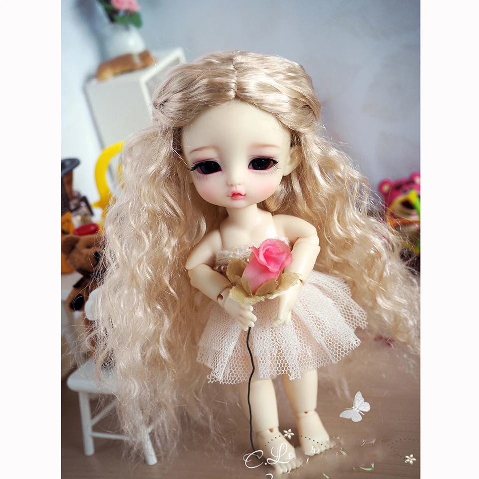 Bybrana Феи волна ролл 2 цвета bjd волосы 1/8 1/12 маленькая голова bjd парик для кукол