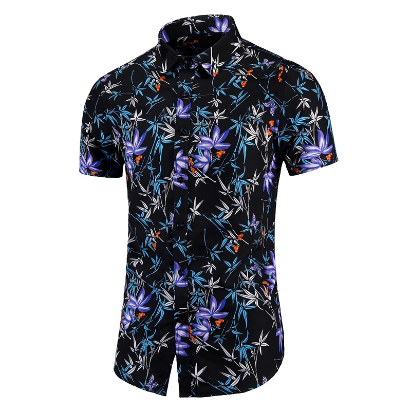 2021 рубашка размера плюс с цветочным узором короткими рукавами S0 M-7XL мужские