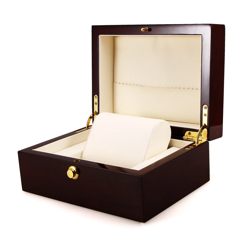 

Large Size Wood Lacquered Glossy Single Watch Box with PU Leather Cushion