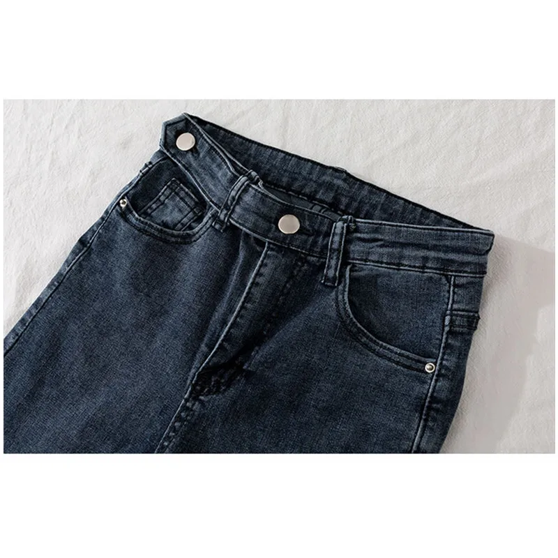 JUJULAND джинсы для женщин с высокой талией обтягивающий большого размера синие