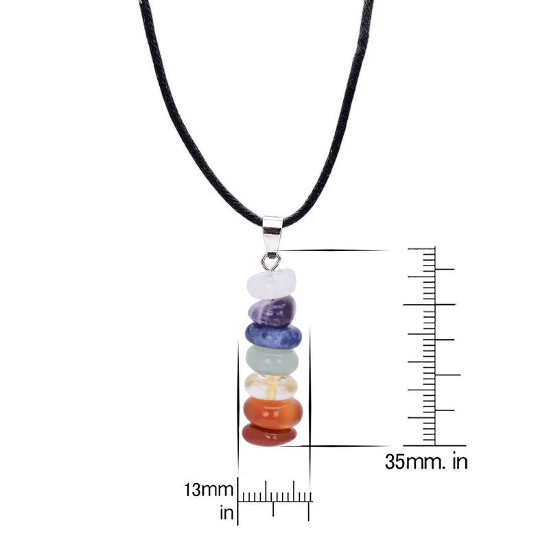 Qilmily 7 натуральная чакра Подвеска из камня и хрусталя ожерелье для женщин мужчин