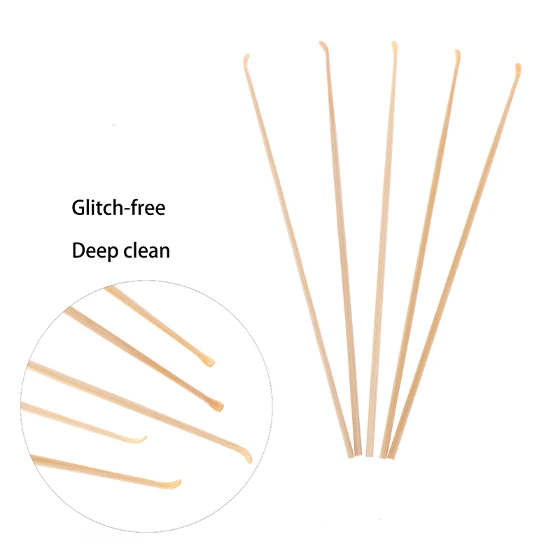 

5Pcs Portable Ear Cleaner Ear Wax Remover Spoon Curette Earpick Cleaning Tool Comfortable Easeable Bamboo Ear Cleaning Tool