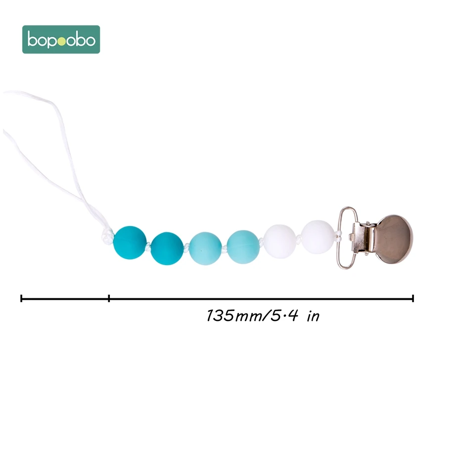 Bopoobo 1 шт., детский прорезыватель, соски, клипсы, подарок для ребенка, пищевые силиконовые грызуны, прорезыватель из бисера, BPA бесплатно, подарок для ребенка, игрушки, силиконовые бусины - Цвет: Blue Chain