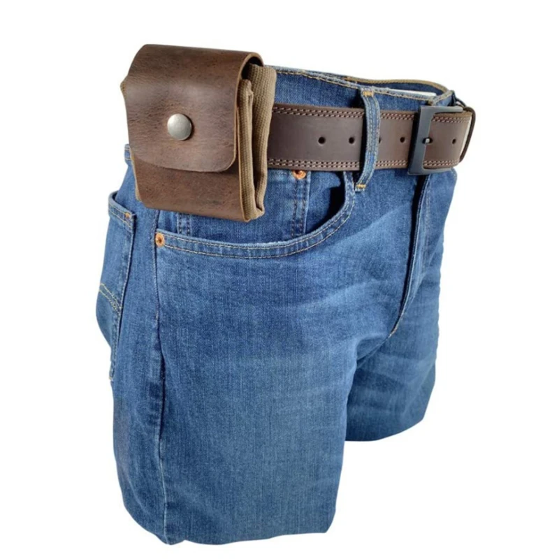 

Leather Waxed Canvas Pouch Multi-Purpose Foraging Bag Waterproof Leather Belt Pouch For Hiking Beachcombing Seashells Treasures