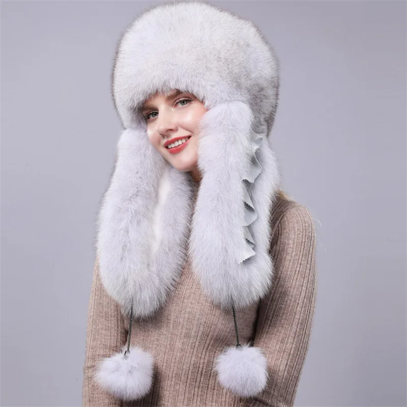 2019 New Hot Fashion Professional Standard Pom-Pom Hat Real Fox Fur Ladies Winter Out Warm Wool Cap. | Аксессуары для одежды
