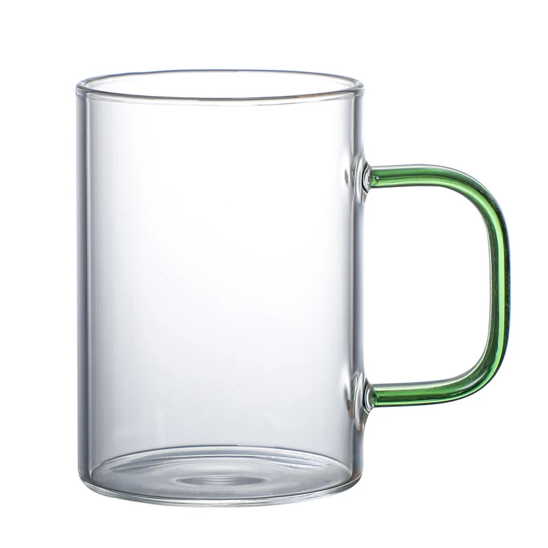 6 шт. 300/450 мл Ins Бытовая цветная ручка стеклянная чашка для сока и напитков Высокая