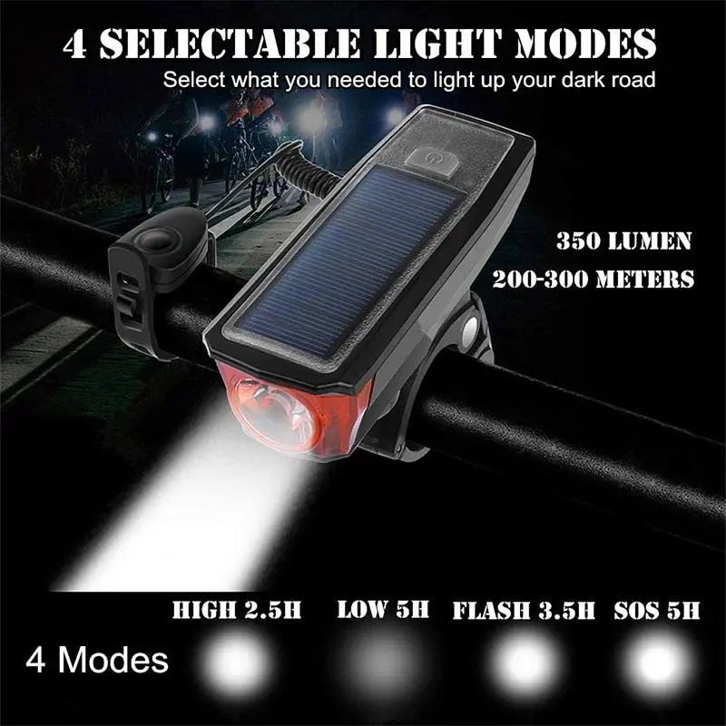 Водонепроницаемый светодиодный фонарь на солнечной батарее зарядка через USB для
