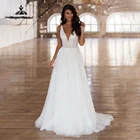 Сексуальное пляжное свадебное платье на бретелях-спагетти с глубоким V-образным вырезом и блестками, роскошное свадебное платье в стиле бохо, свадебные платья принцессы, платье Марии