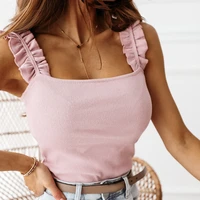 women sexy low cut vest fashion chic camisole sleeveless top shirt solid color female summer short tops ropa mujer street wear