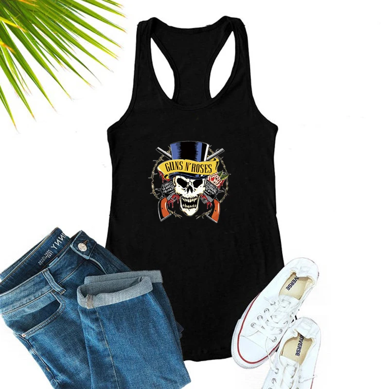Хипстерские женские майки Guns N Roses с черепом и скелетом крутой металлический