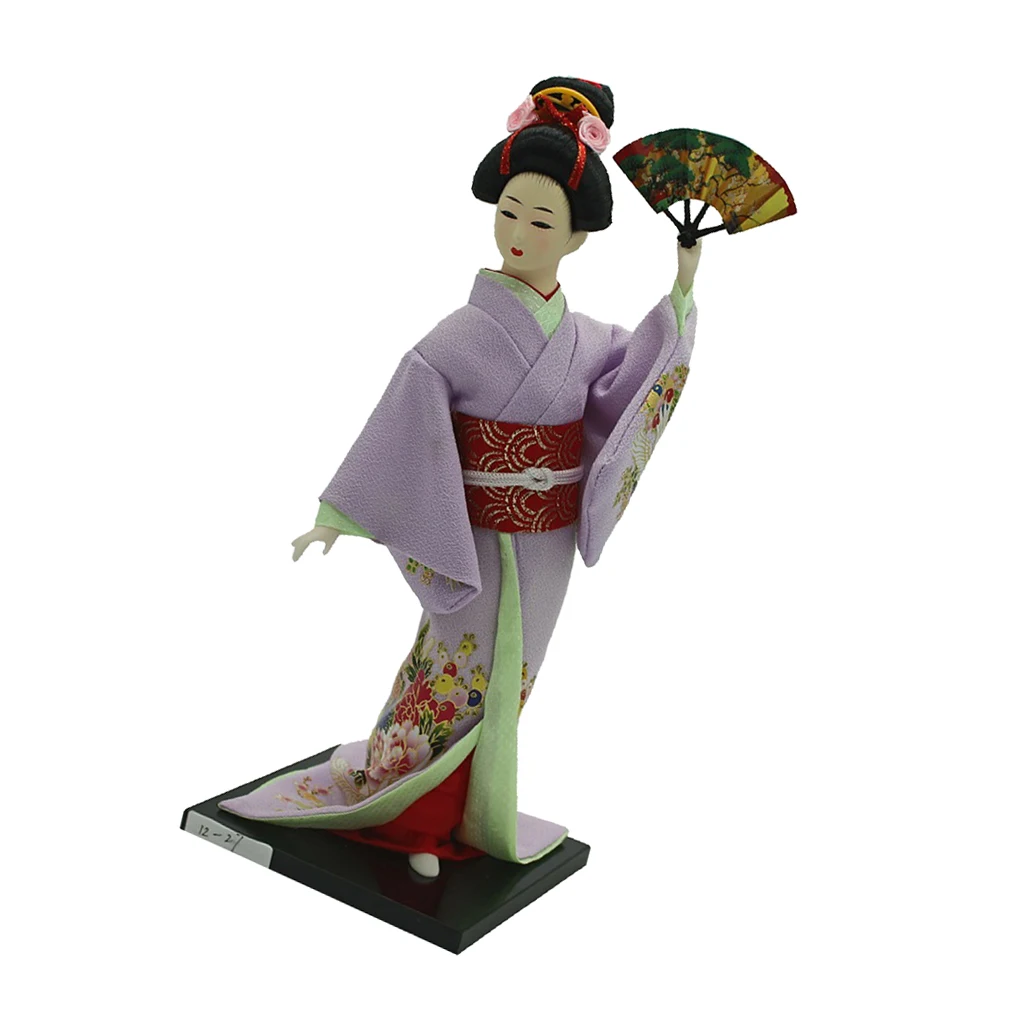 Винтажное японское кимоно гейши 30 см кукла женская модель фигурка в фиолетовой