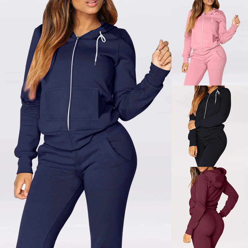 Осенне зимний спортивный тренировочный женский костюм флисовый пуловер топы