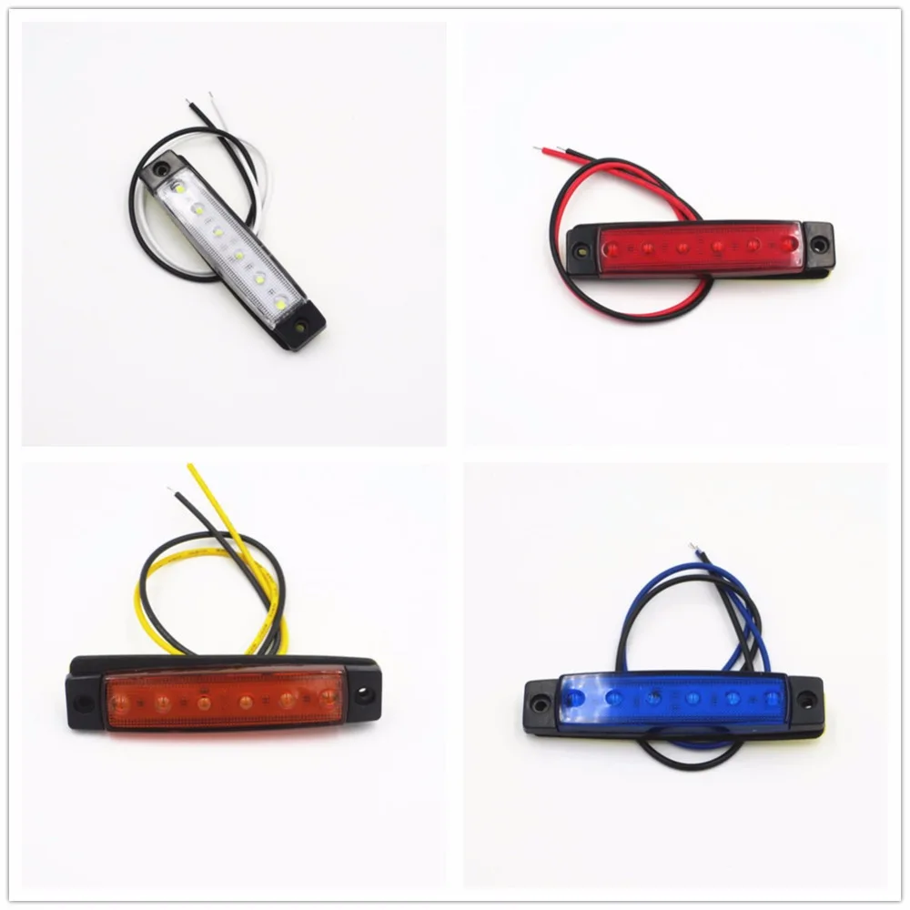 10 шт. 6 светодиодов красный белый зеленый синий желтый янтарный|6 led|trailer marker lampsside