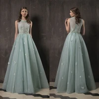 2020 prom dresses jewel sleeveless lace appliques evening gowns custom made floor length special occasion dress