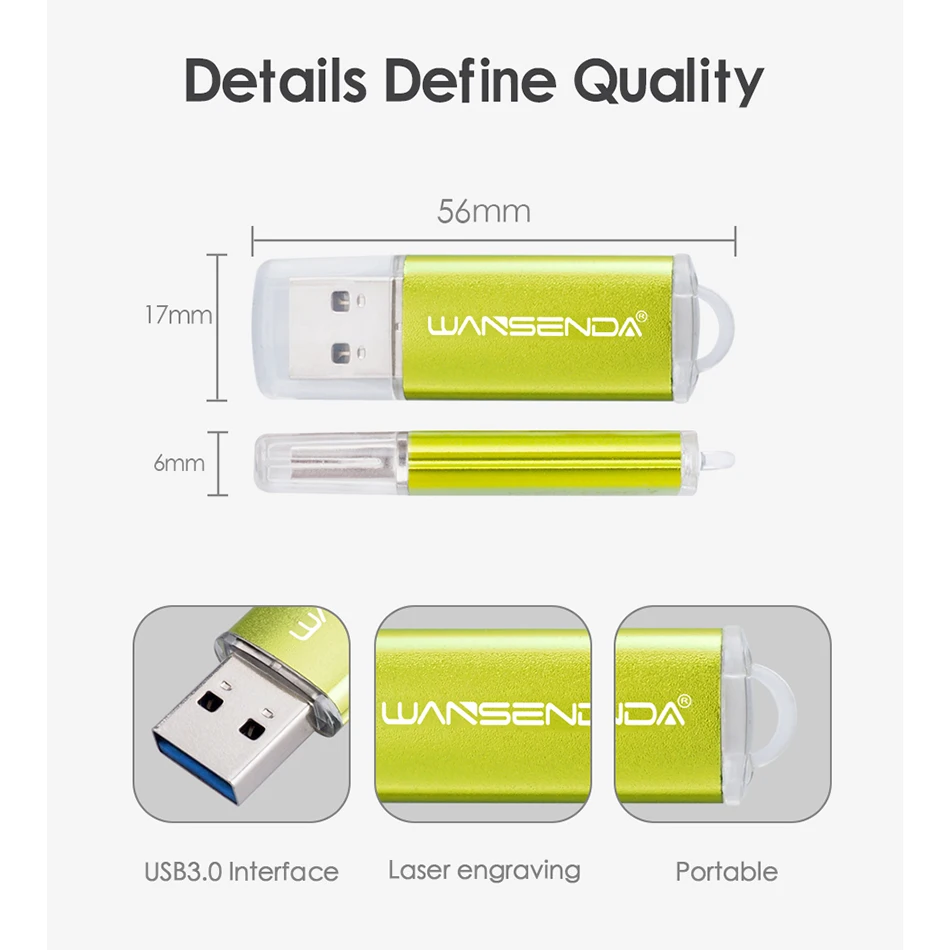 Флэш накопитель wansenda 3 0 USB флеш накопители металлический корпус 4 ГБ 8 16 32 64 128 256