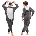 Пижама-кигуруми, Костюм Волка, зимние фланелевые теплые комбинезоны для малышей с животными, комбинезон, комбинезон, одежда для сна в виде панды, Пижама для косплея для девочек