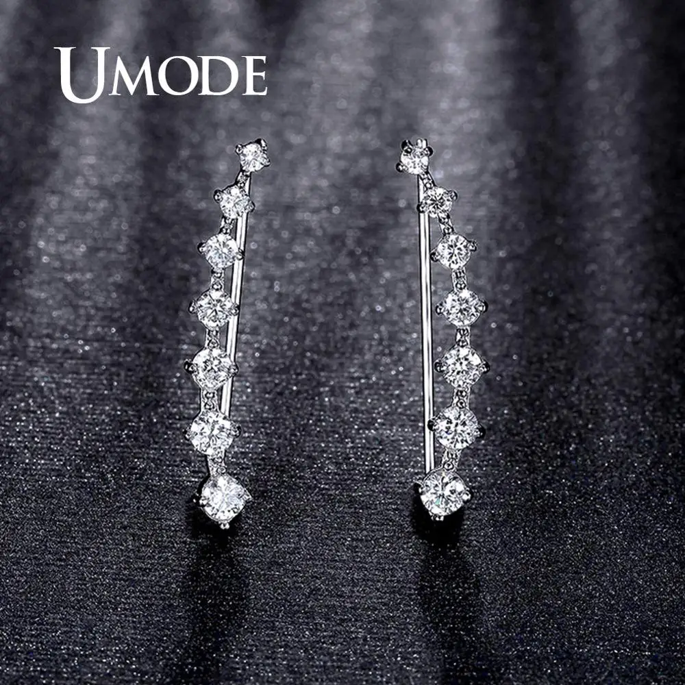 UMODE,, серьги-гвоздики с четырьмя зубцами, CZ Кристалл, розовое золото, серьги-гвоздики, ювелирное изделие для женщин, новинка, Brincos UE0197A - Окраска металла: White Gold