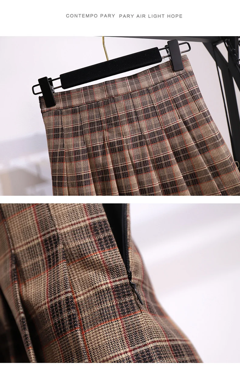 2022 Autumn Casual Three Pices Set Sweater Vest+ Long Sleeve White Blouse+ A Line Plaid Mini Skirt Student Style Sweet Suits images - 6