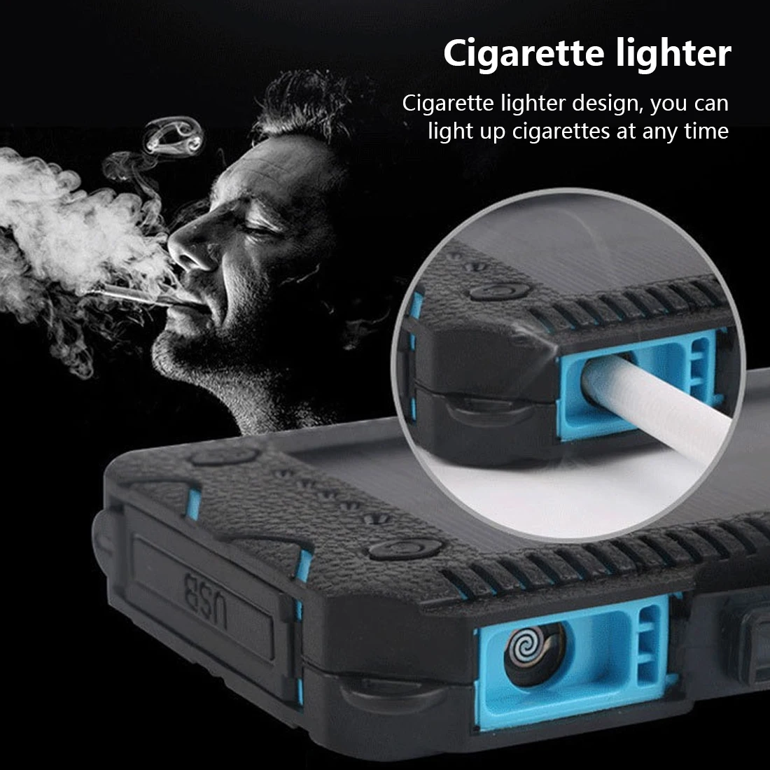 20000mah Power bank Portable super waterproof with cigarette lighter large-capacity flame-proof multi-function solar power | Мобильные
