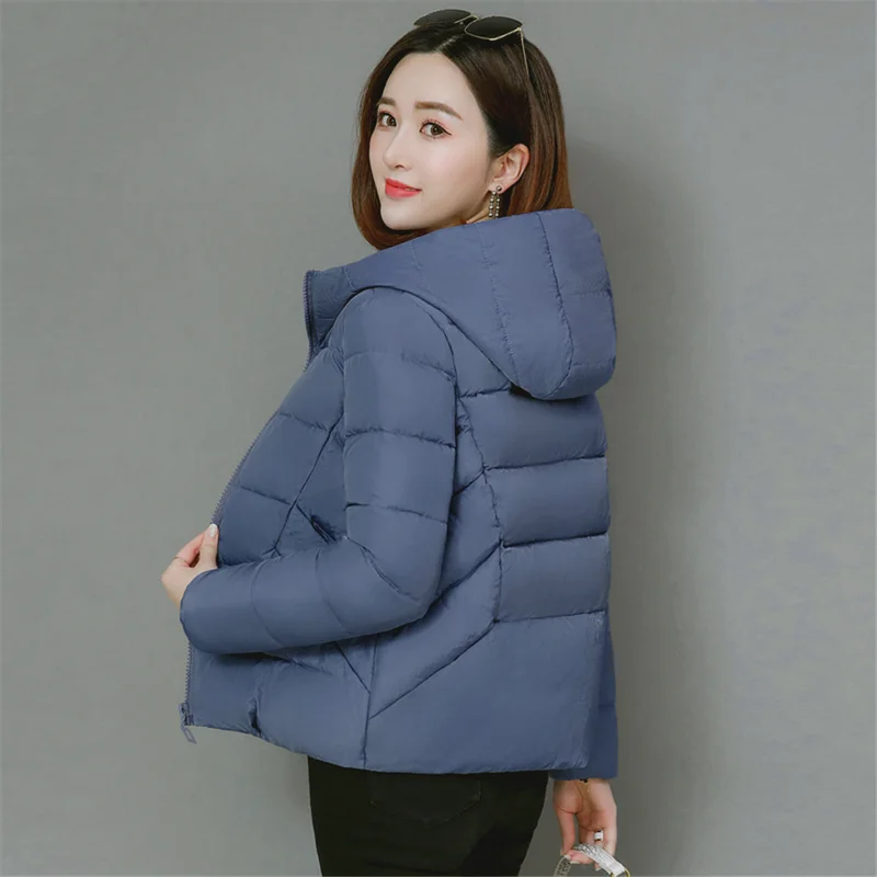 Короткое осенне-зимнее пальто женская парка с капюшоном пуховик хлопковые и