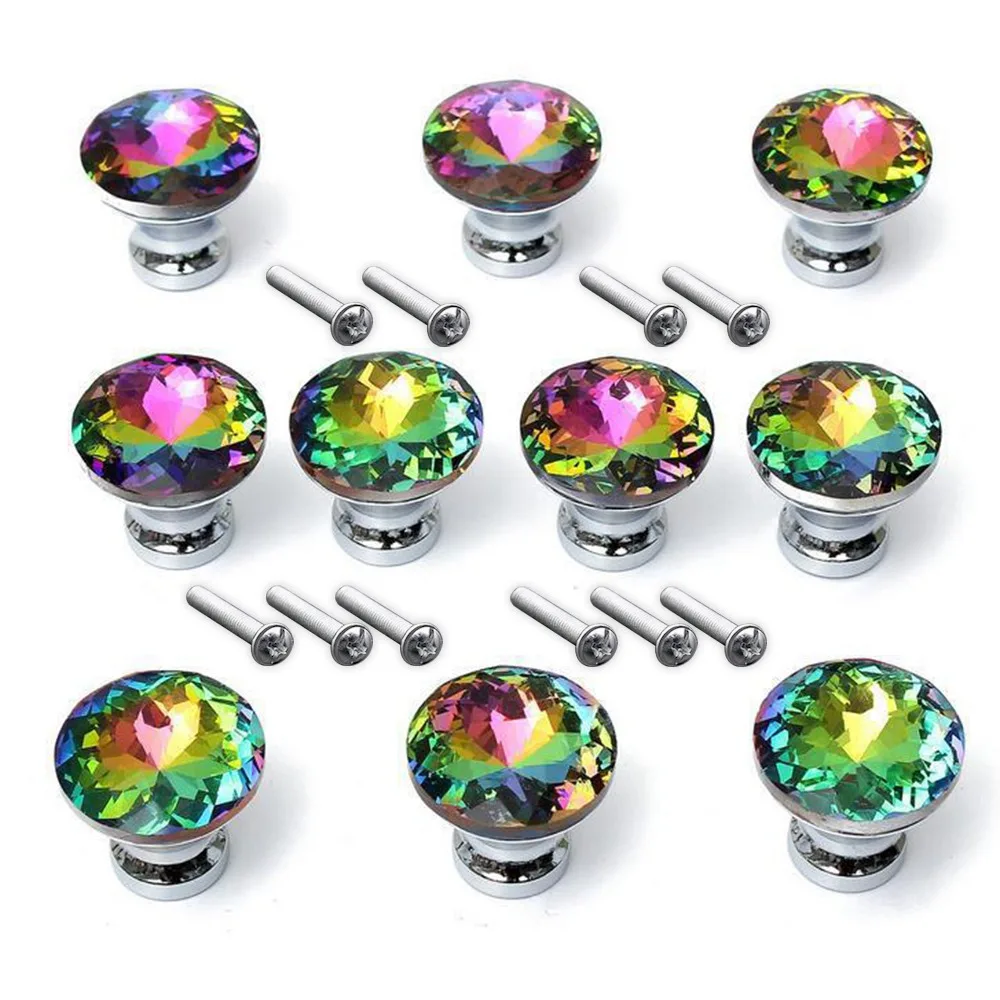 Алмазная форма дизайн Красочные Хрустальные стеклянные ручки ящик для шкафа