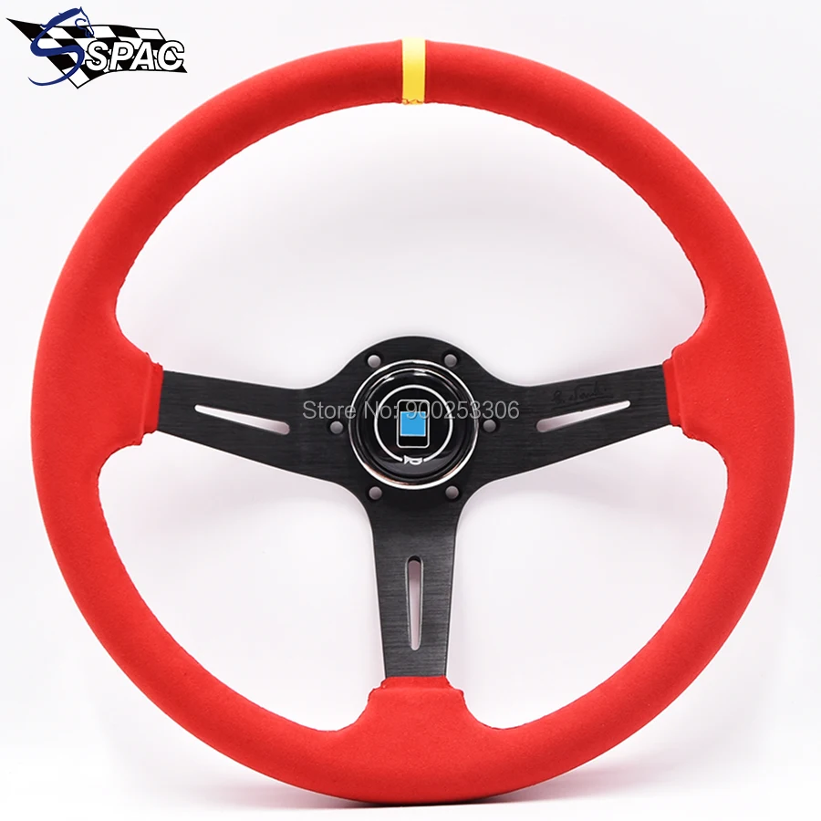 Черная спица Deep Dish замша кожа ND тюнинг Дрифтинг гоночный руль желтая полоска |