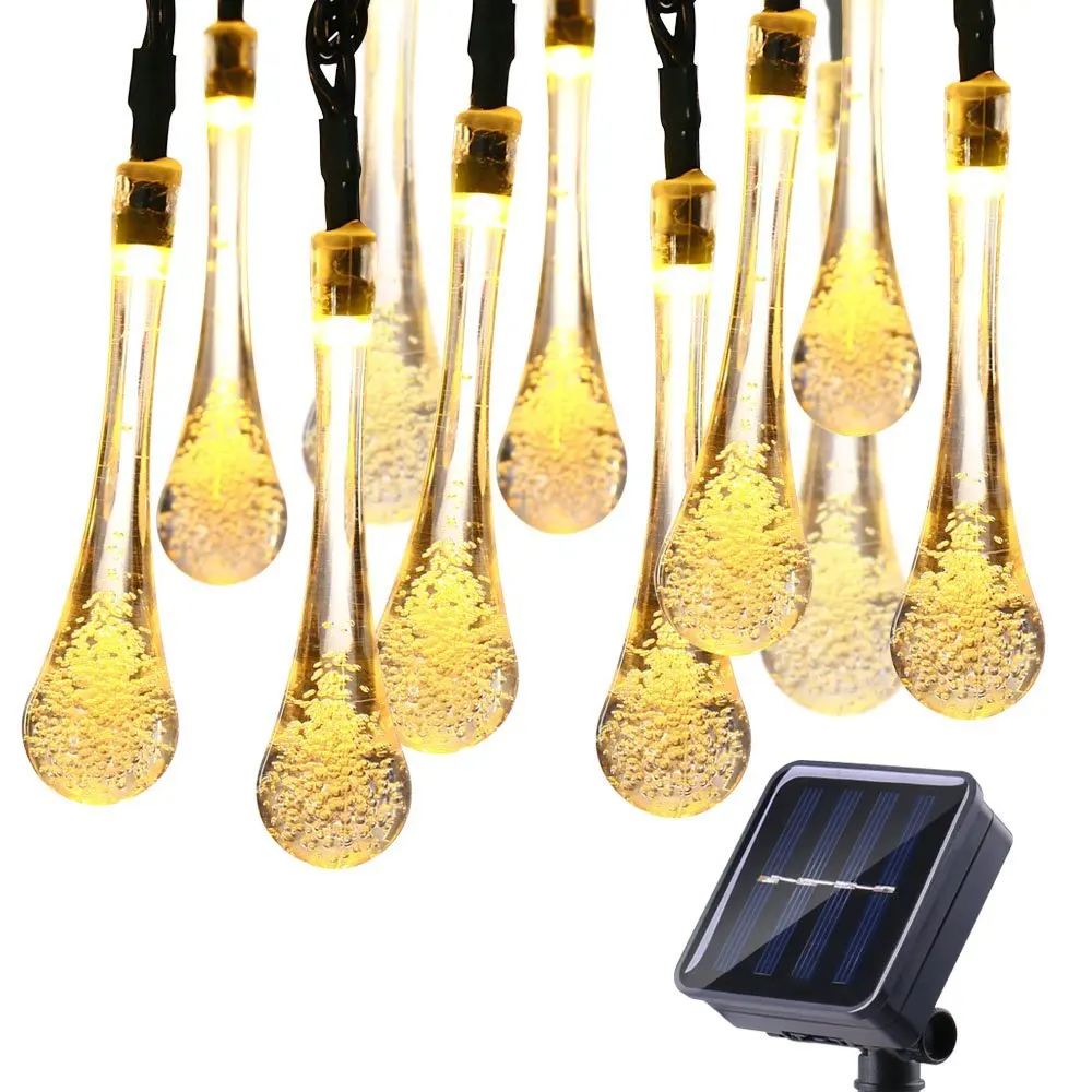 

LED Solar Meteor Shower Light Falling Raindrop Fairy Light String Christmas Holiday Party Terrace Decoration 50/70CM