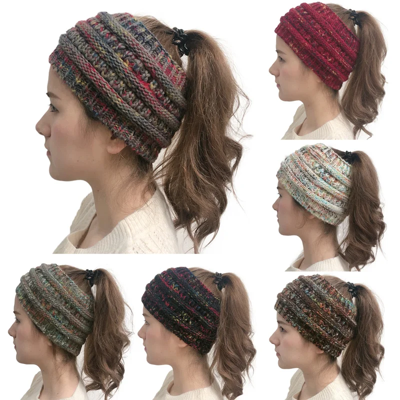 New Headwear Knitted Crochet Headband Turban Winter Ear Warmer Headwrap Elastic Hair Band for Women's Wide Hair Accessories