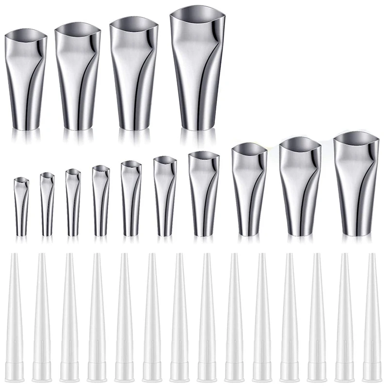 

New 14 Pieces Caulk Nozzle Applicator And 14 Pieces White Plastic Caulking Nozzles For Window Bathroom Kitchen