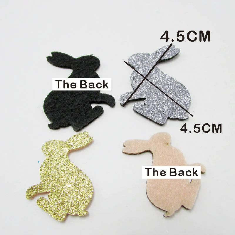 

50Pcs 4.5*4.5CM Small Size Glitter Rabbit DIY Accessories Padded Applique for Children's Handmade Hair Accessories