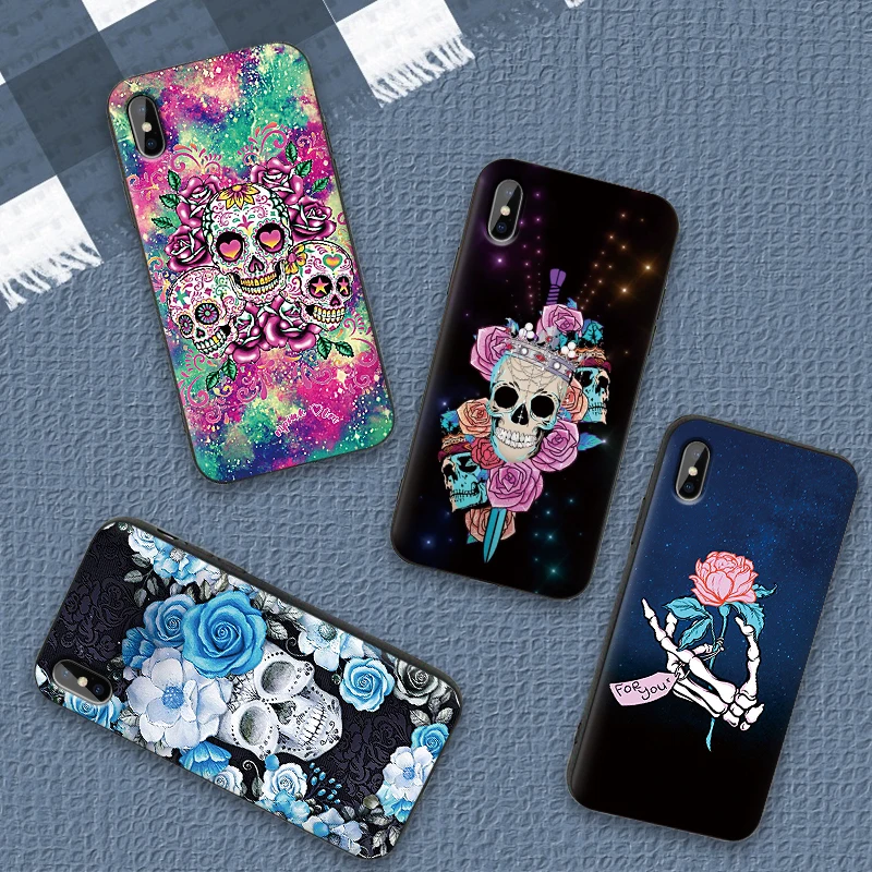 Розовый Череп для xiaomi 8 SE A2 LITE 6X mi X 2S 3 F1 9 CC9E CC9 9T A3 Pro мягкая Задняя накладка чехла из