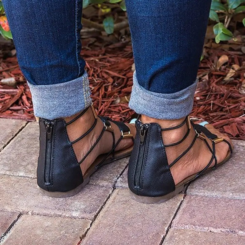 

Explosive new style fashion bohemian flat sandals women European and American large size cross strap women sandals