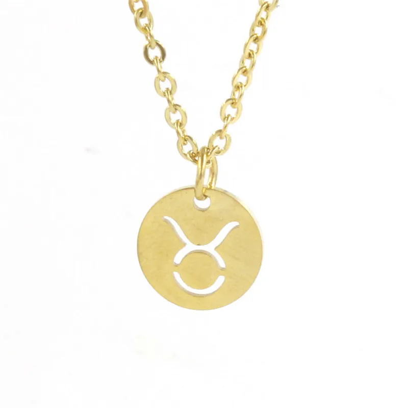 

Gold Stainless Steel 12 Constellation Women Pendant Clavicle Chain Fashion Simple Ladies Elegant Dress Gift Jewelry
